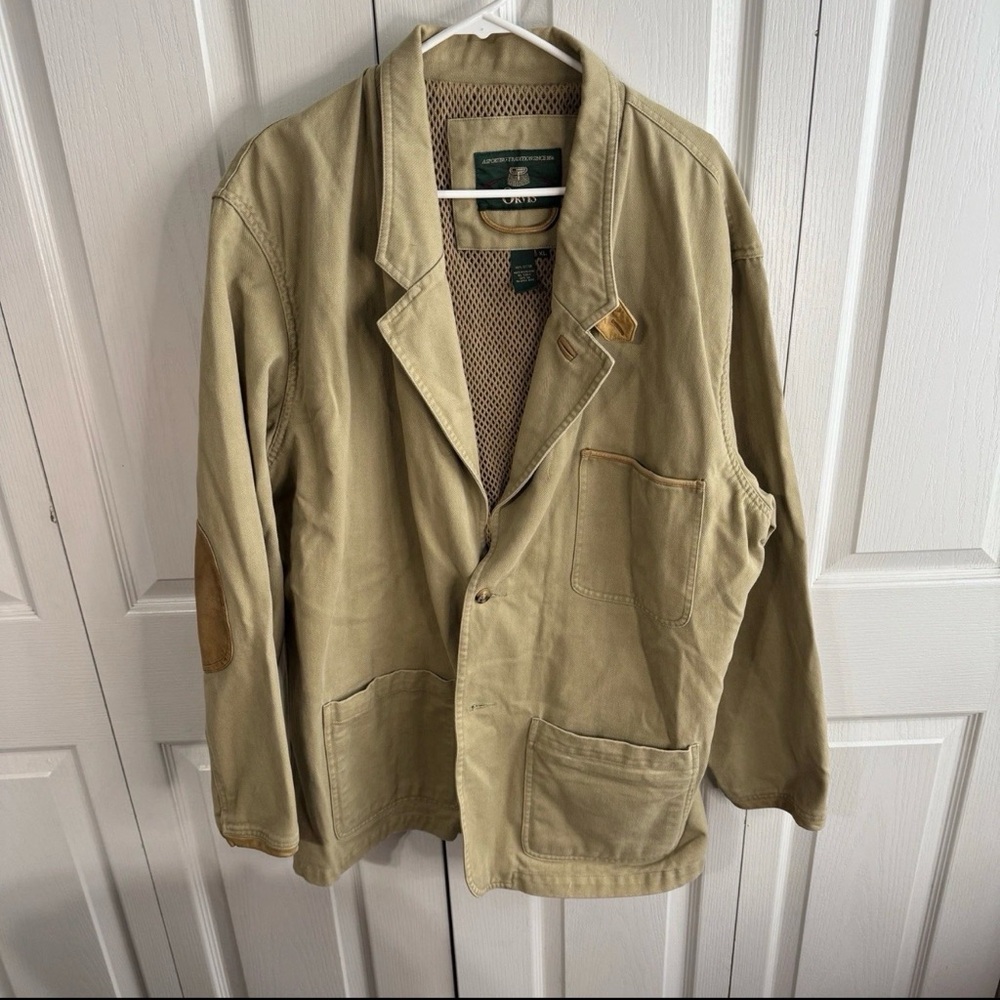 Orvis safari Zambezi leather elbow patches jacket size XL